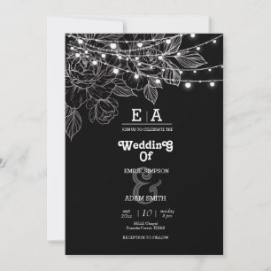 classy unique black and white wedding  invitation