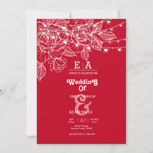 classy unique deep red wedding  invitation