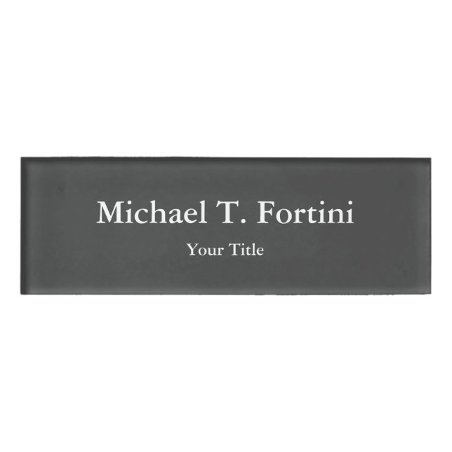 Classy Unique Grey Trendy Elegant Name Tag (Front)
