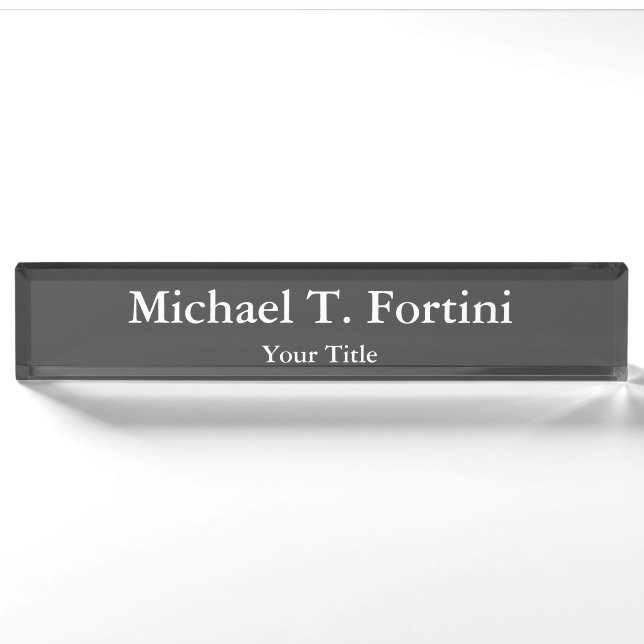 Classy Unique Grey Trendy Elegant Nameplate (Front)