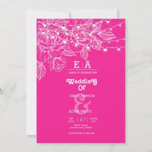classy unique magenta wedding  invitation
