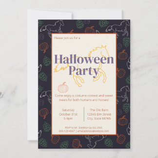 Classy Upscale Horse Barn Halloween Party Invitation