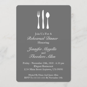 Classy Utensils Rehearsal Dinner (Dark Grey) Invitation