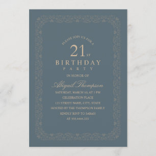Classy Vintage 21st Birthday Party Elegant Simple Invitation