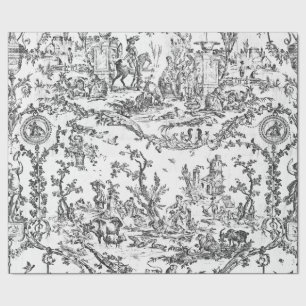 Classy Vintage Black White French Country Toile Wrapping Paper