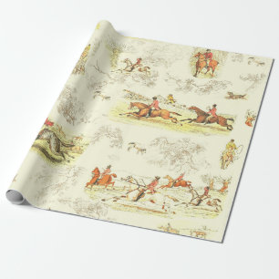 Classy Vintage English Horse Riders Hounds Hunting Wrapping Paper