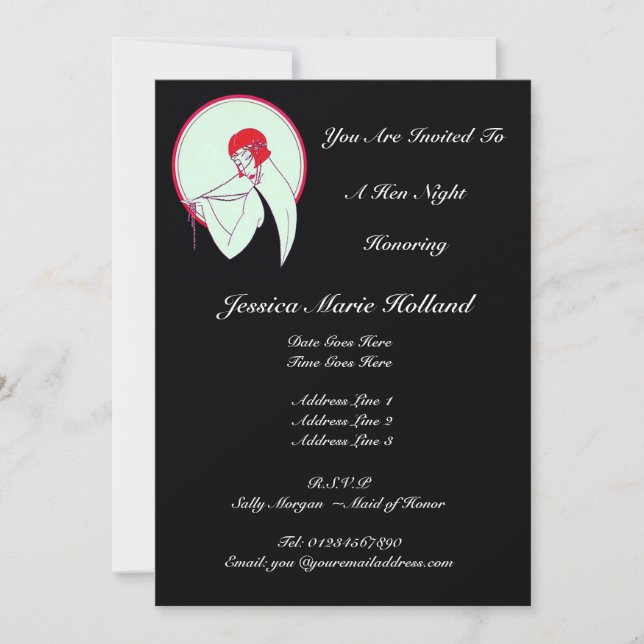 Classy Vintage Flapper ~ Hen Night Invitation (Front)