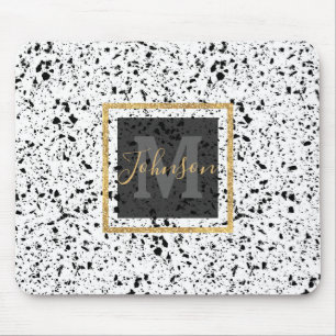 Classy vintage marble terrazzo monochrome design mouse pad