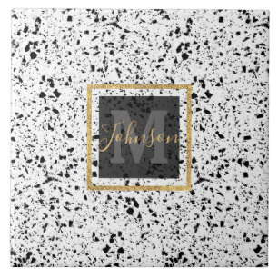 Classy vintage marble terrazzo monochrome design tile