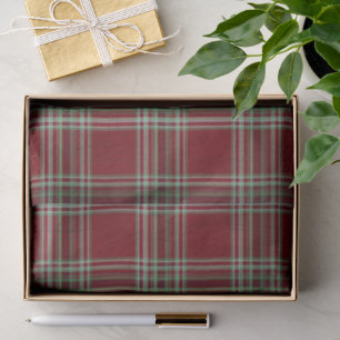 Classy Vintage Red Green Textured Tartan Plaid  Tissue Paper