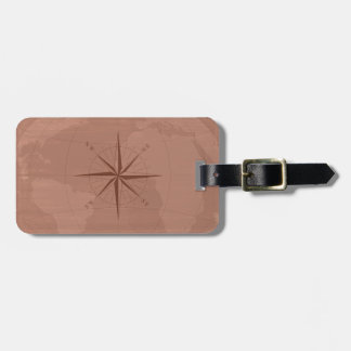 Classy Vintage Style World Map with Compass Rose Luggage Tag