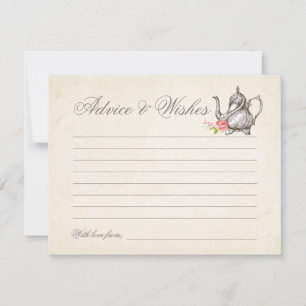 Classy Vintage Tea Party Advice and Wishes Card