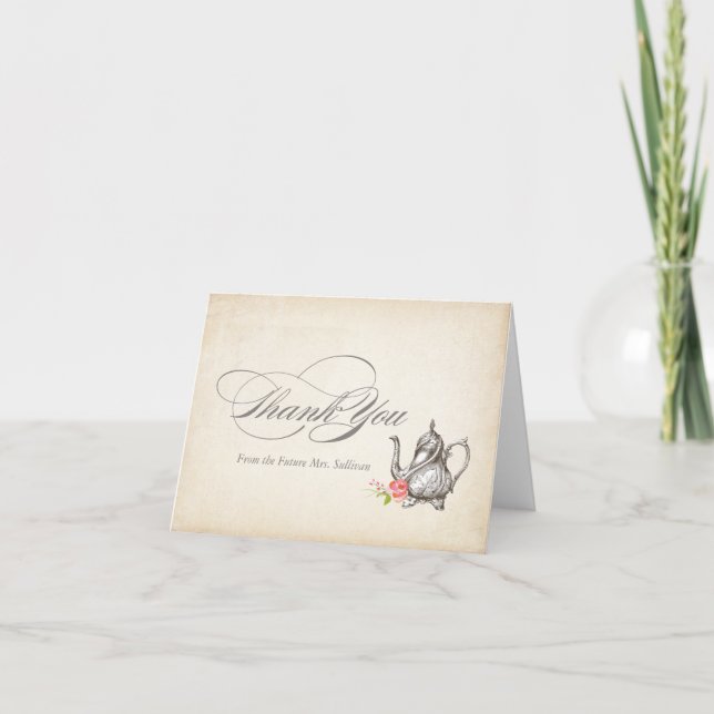 Classy Vintage Tea Party Thank You Card (Front)
