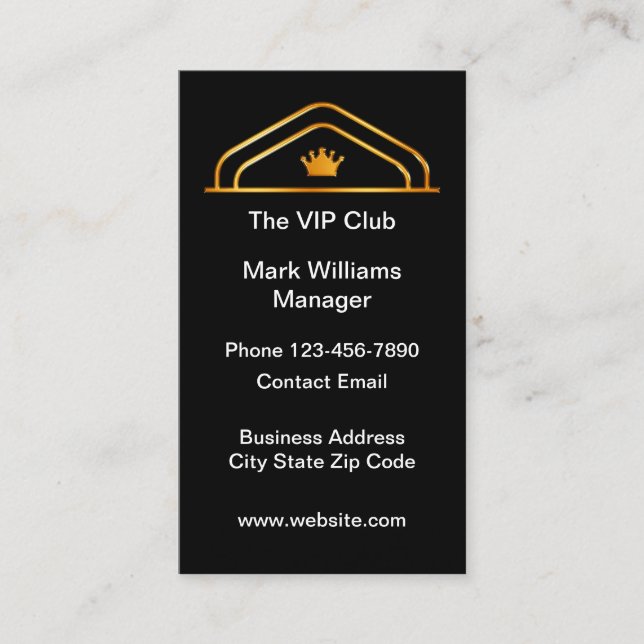 Classy VIP Club Crown Vertical Business Cards (Front)