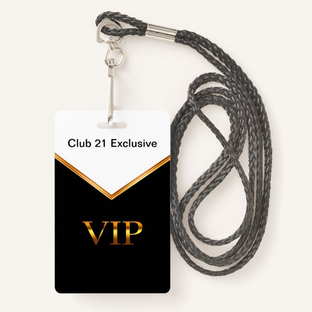Classy VIP Club Wearable Entry Name Badges (Front with Lanyard)