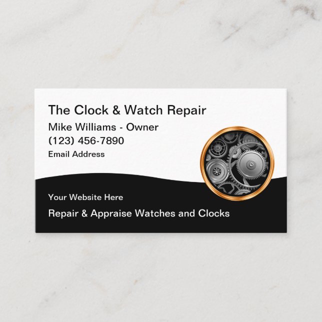 Classy Watch And Clock Repair & Appraisal  Business Card (Front)