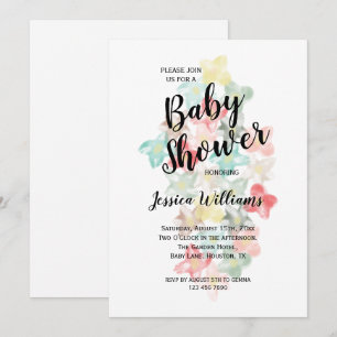 Classy Watercolor Flowers Baby Shower Invitation