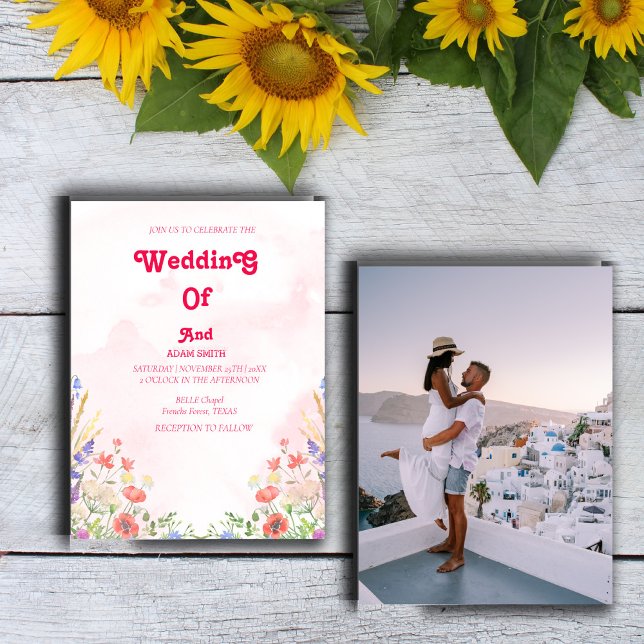 CLASSY WATERCOLOR  PINK FLORAL WEDDING  INVITATION (Creator Uploaded)