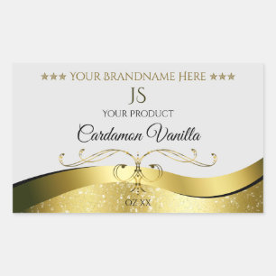 Classy Wavy Gold Decor Light Grey Monogram Label
