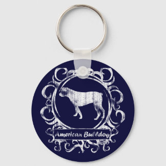 Classy Weathered American Bulldog Keychain