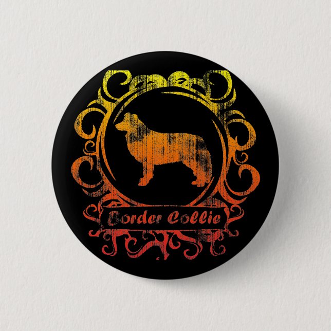 Classy Weathered Border Collie 2 Inch Round Button (Front)