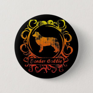 Classy Weathered Border Collie 2 Inch Round Button