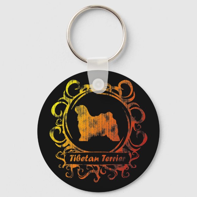 Classy Weathered Tibetan Terrier Keychain (Front)