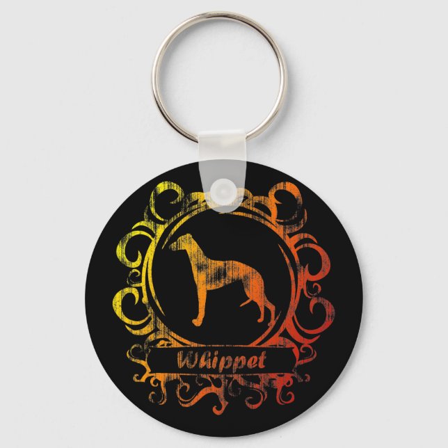 Classy Weathered Whippet Keychain (Front)