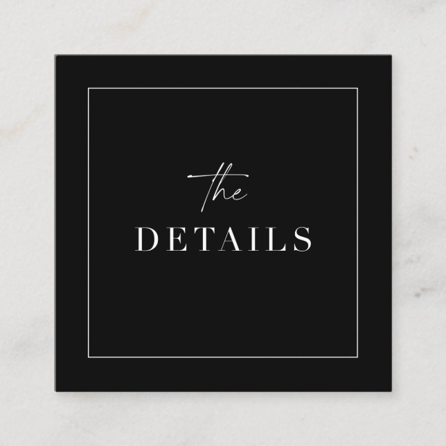 Classy Wedding Details Enclosure Scan QR Code Card (Front)