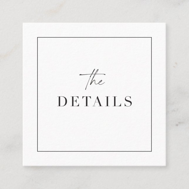 Classy Wedding Details Enclosure Scan QR Code Card (Front)