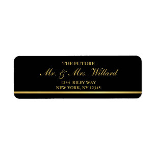 Classy Wedding Gold Foil - Black Return Address