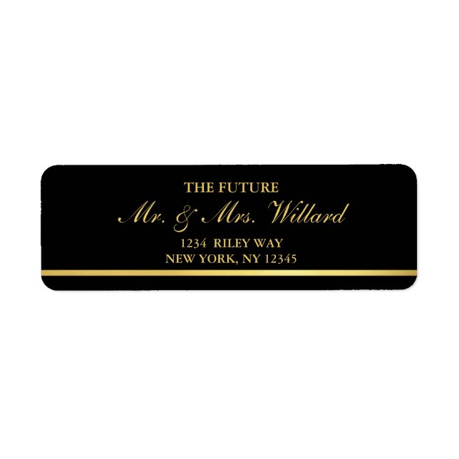 Classy Wedding Gold Foil - Black Return Address (Front)