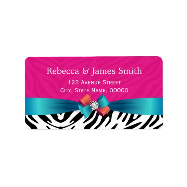 Classy Wedding Hot Pink Zebra Print Label (Front)
