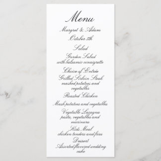 Classy Wedding Menu