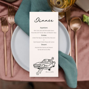 Classy Wedding menu with just married drawing 