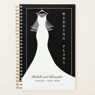 Classy wedding planner agenda with ball gown dress
