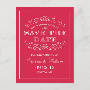 CLASSY WEDDING    SAVE THE DATE ANNOUNCEMENT POSTCARD