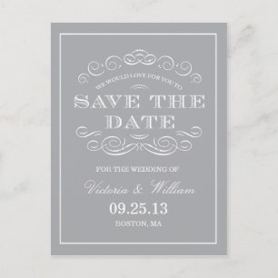 CLASSY WEDDING SAVE THE DATE ANNOUNCEMENT POSTCARD