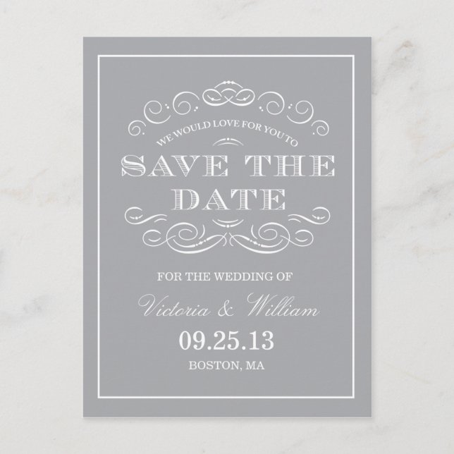 CLASSY WEDDING  | SAVE THE DATE ANNOUNCEMENT POSTCARD (Front)