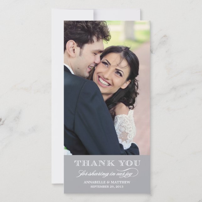 Classy Wedding Thank You Photo Card (Front)