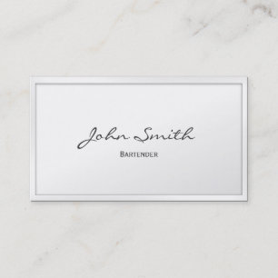 Classy White Border Bartender Business Card