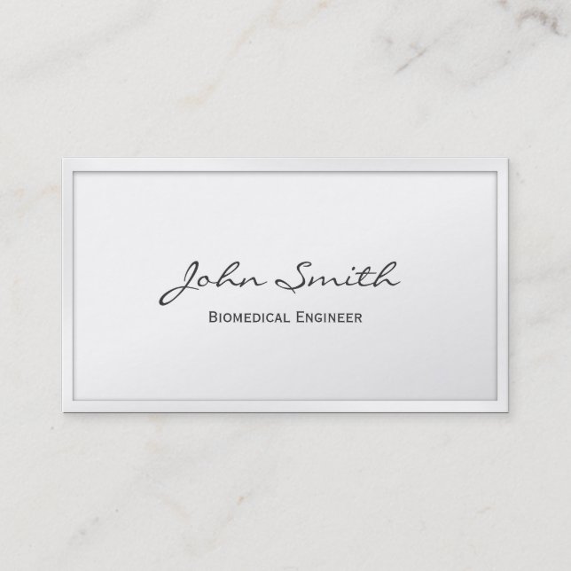 Classy White Border Biomedical Business Card (Front)