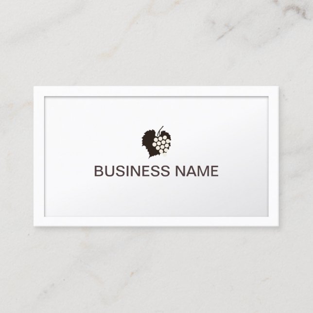 Classy White Border Grapes Winery Business Card (Front)