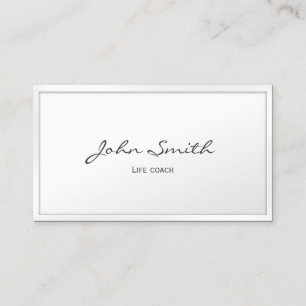 Classy White Border Life Coach Business Card