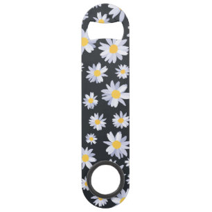 Classy White Daisy Flowers Botanical Bar Key