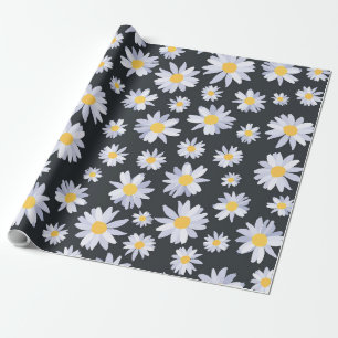 Classy White Daisy Flowers Botanical Wrapping Paper