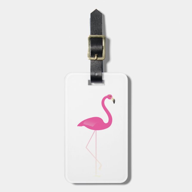 Classy White Flamingo Luggage Tag (Front Vertical)