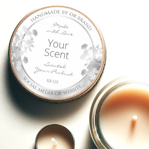 Classy White Floral Product Packaging Label Silver