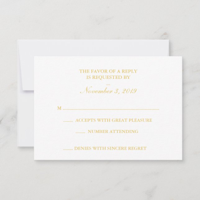 Classy White & Gold RSVP Card (Front)