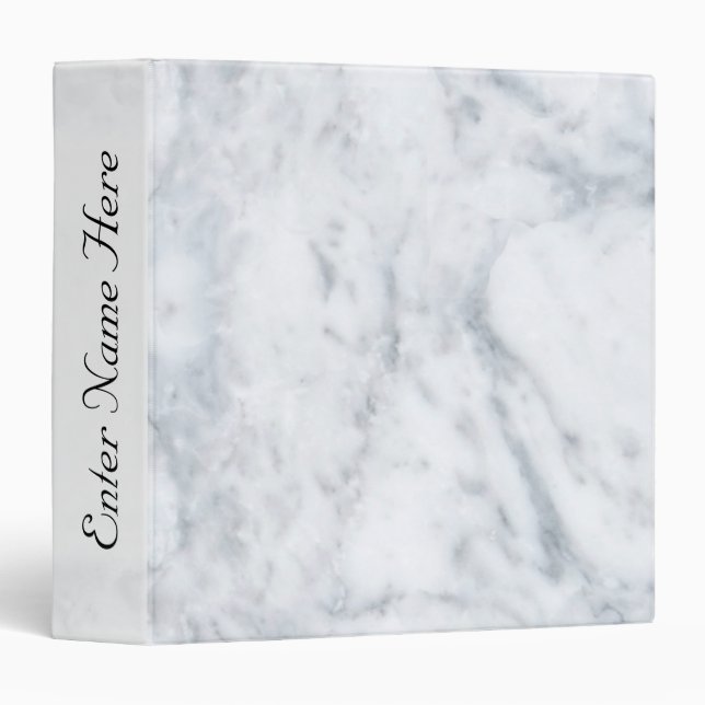 Classy White Marble Look Custom Text Binder (Front/Spine)
